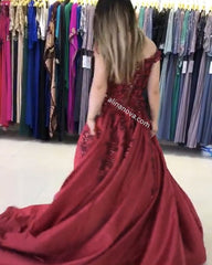 Ball Gown Off-the-shoulder Dress 3D Flowers Beaded