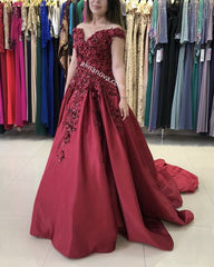 Ball Gown Off-the-shoulder Dress 3D Flowers Beaded
