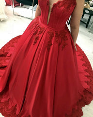 Ball Gown Satin Prom Dresses Bodice Corset Appliques Beaded