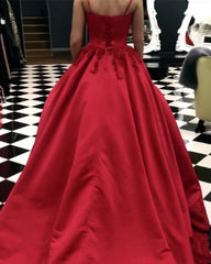 Ball Gown Satin Prom Dresses Bodice Corset Appliques Beaded