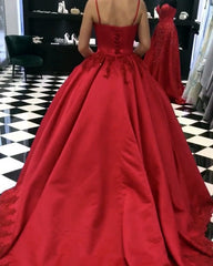 Ball Gown Satin Prom Dresses Bodice Corset Appliques Beaded