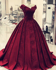 Ball Gown Satin Prom Dresses Lace V Neck