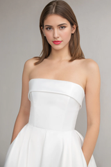 Ball Gown Wedding Dress A-line Silhouette Minimalist Dress Long Bridal Gown Off-the-shoulder Sleeveless  Bride Dress