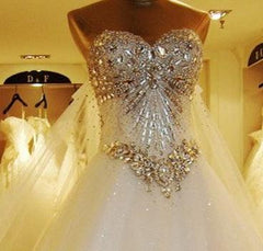 Ball Gown Watteau Train Wedding Dress With Appliques Beading TN0013