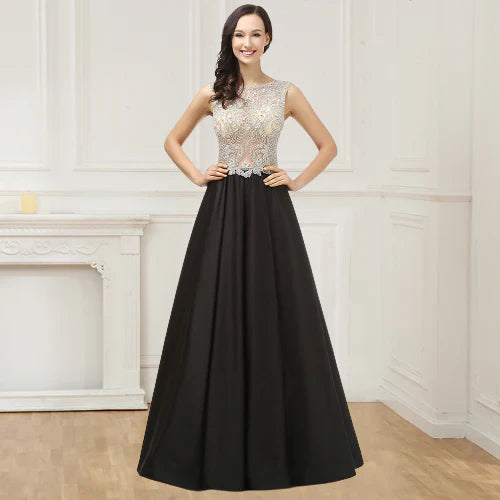 Aimishang Beading Evening Dresses Bodice Floor Length Prom Dresses