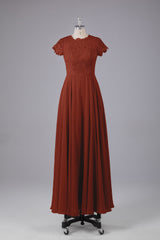 Mooie A-lijn dopmouwen lange bruidsmeisje jurken met zakken
