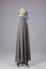 Mooie pailletten one-shoulder bruidsmeisje jurk met zakken