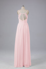 Mooie spaghetti -riemen Backless Long Bridesmeisje jurken