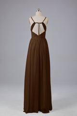 Mooie spaghetti -riemen Backless Long Bridesmeisje jurken