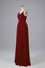 Mooie spaghetti -riemen Backless Long Bridesmeisje jurken