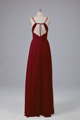 Mooie spaghetti -riemen Backless Long Bridesmeisje jurken