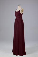 Mooie spaghetti -riemen Backless Long Bridesmeisje jurken