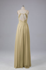 Mooie spaghetti -riemen Backless Long Bridesmeisje jurken