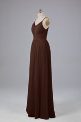 Mooie spaghetti -riemen Backless Long Bridesmeisje jurken