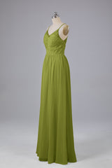 Mooie spaghetti -riemen Backless Long Bridesmeisje jurken