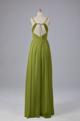 Mooie spaghetti -riemen Backless Long Bridesmeisje jurken
