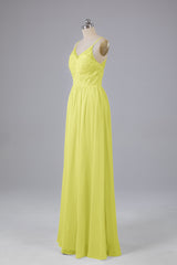 Mooie spaghetti -riemen Backless Long Bridesmeisje jurken