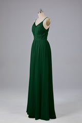 Mooie spaghetti -riemen Backless Long Bridesmeisje jurken