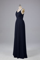 Mooie spaghetti -riemen Backless Long Bridesmeisje jurken