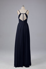 Mooie spaghetti -riemen Backless Long Bridesmeisje jurken