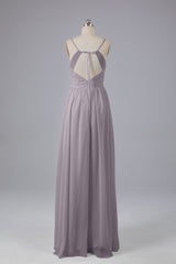 Mooie spaghetti -riemen Backless Long Bridesmeisje jurken
