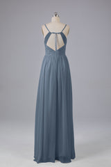 Mooie spaghetti -riemen Backless Long Bridesmeisje jurken