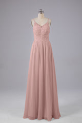 Mooie spaghetti -riemen Backless Long Bridesmeisje jurken