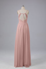 Mooie spaghetti -riemen Backless Long Bridesmeisje jurken