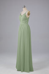 Mooie spaghetti -riemen Backless Long Bridesmeisje jurken
