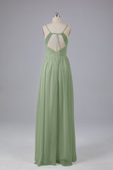 Mooie spaghetti -riemen Backless Long Bridesmeisje jurken