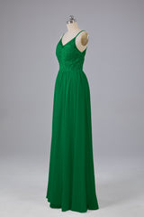 Mooie spaghetti -riemen Backless Long Bridesmeisje jurken