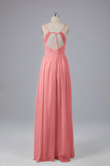 Mooie spaghetti -riemen Backless Long Bridesmeisje jurken