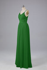 Mooie spaghetti -riemen Backless Long Bridesmeisje jurken