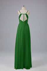 Mooie spaghetti -riemen Backless Long Bridesmeisje jurken