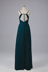 Mooie spaghetti -riemen Backless Long Bridesmeisje jurken