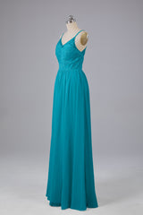 Mooie spaghetti -riemen Backless Long Bridesmeisje jurken