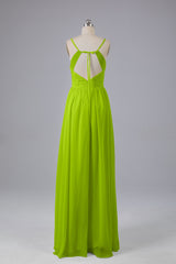 Mooie spaghetti -riemen Backless Long Bridesmeisje jurken