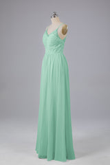 Mooie spaghetti -riemen Backless Long Bridesmeisje jurken