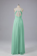 Mooie spaghetti -riemen Backless Long Bridesmeisje jurken