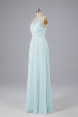 Mooie spaghetti -riemen Backless Long Bridesmeisje jurken