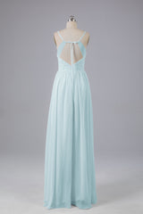 Mooie spaghetti -riemen Backless Long Bridesmeisje jurken