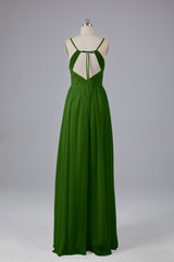 Mooie spaghetti -riemen Backless Long Bridesmeisje jurken