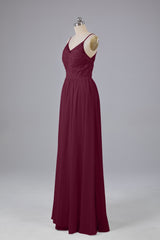 Mooie spaghetti -riemen Backless Long Bridesmeisje jurken