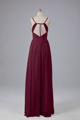 Mooie spaghetti -riemen Backless Long Bridesmeisje jurken