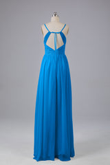 Mooie spaghetti -riemen Backless Long Bridesmeisje jurken
