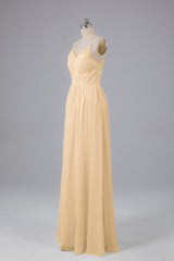 Mooie spaghetti -riemen Backless Long Bridesmeisje jurken