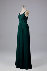 Mooie spaghetti -riemen Backless Long Bridesmeisje jurken