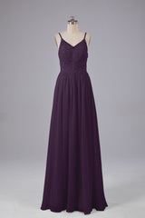 Mooie spaghetti -riemen Backless Long Bridesmeisje jurken