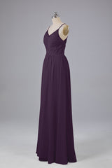 Mooie spaghetti -riemen Backless Long Bridesmeisje jurken