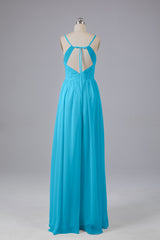 Mooie spaghetti -riemen Backless Long Bridesmeisje jurken